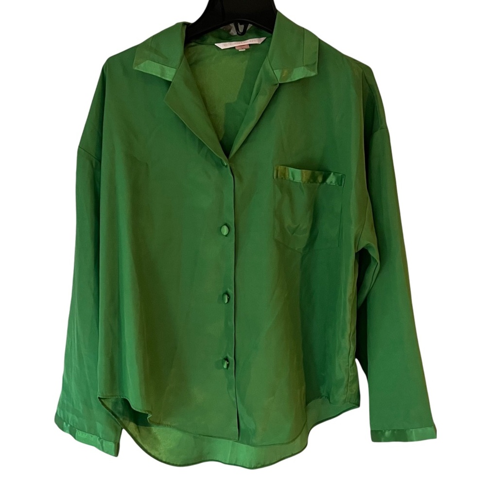 Victoria's Secret Intimates Satin Button Down Long Sleeve Sleep Night Top EUC S